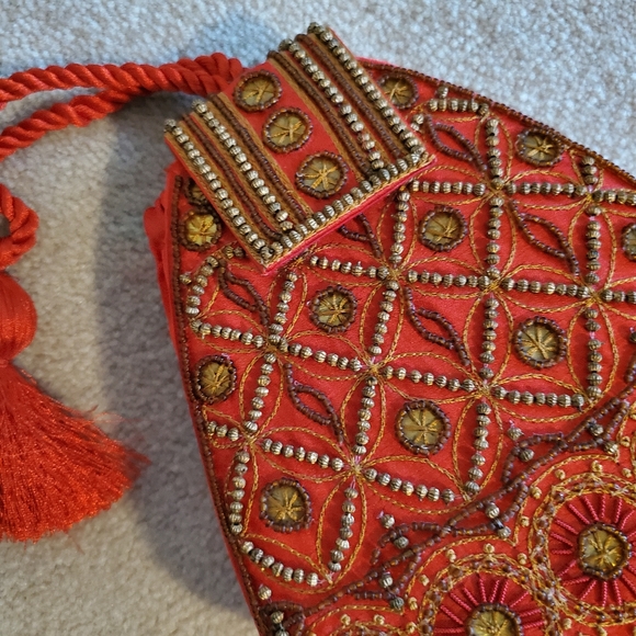 Beaded Red Indian Party Purse - Picture 6 of 8